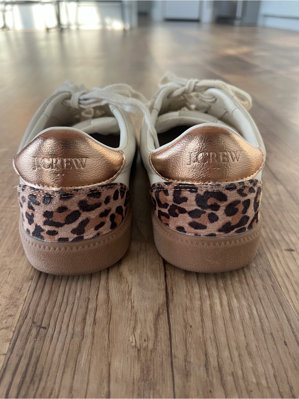 J. Crew women’s City Tour  Sneakers with Rose Gold & Leopard Accent